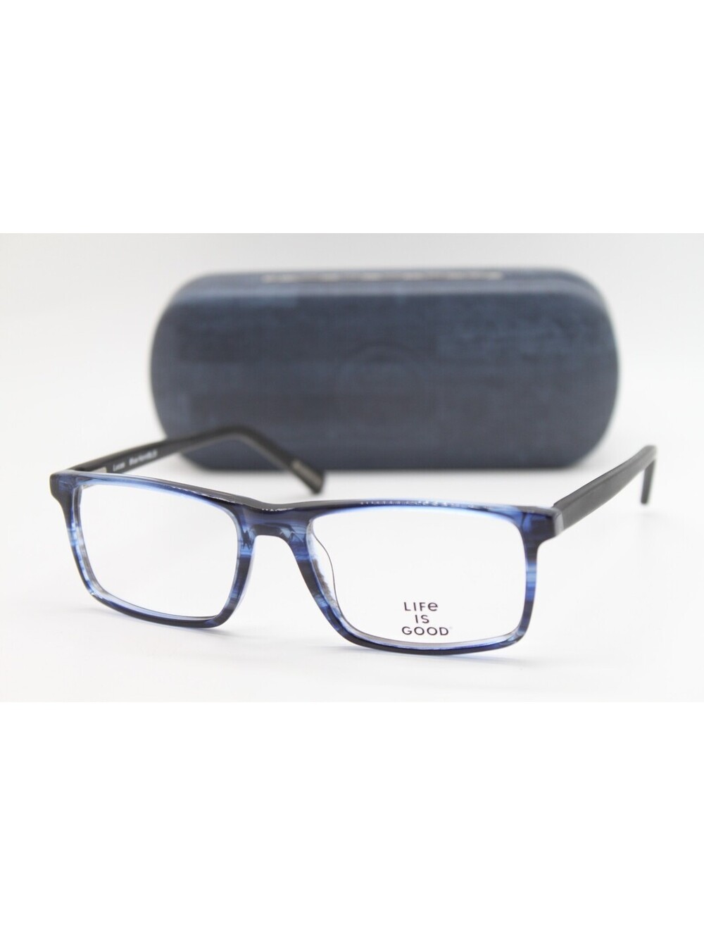 NEW LIFE IS GOOD LUCAS BLUE HORN (BLO) AUTHENTIC EYEGLASSES W/CASE 50-16